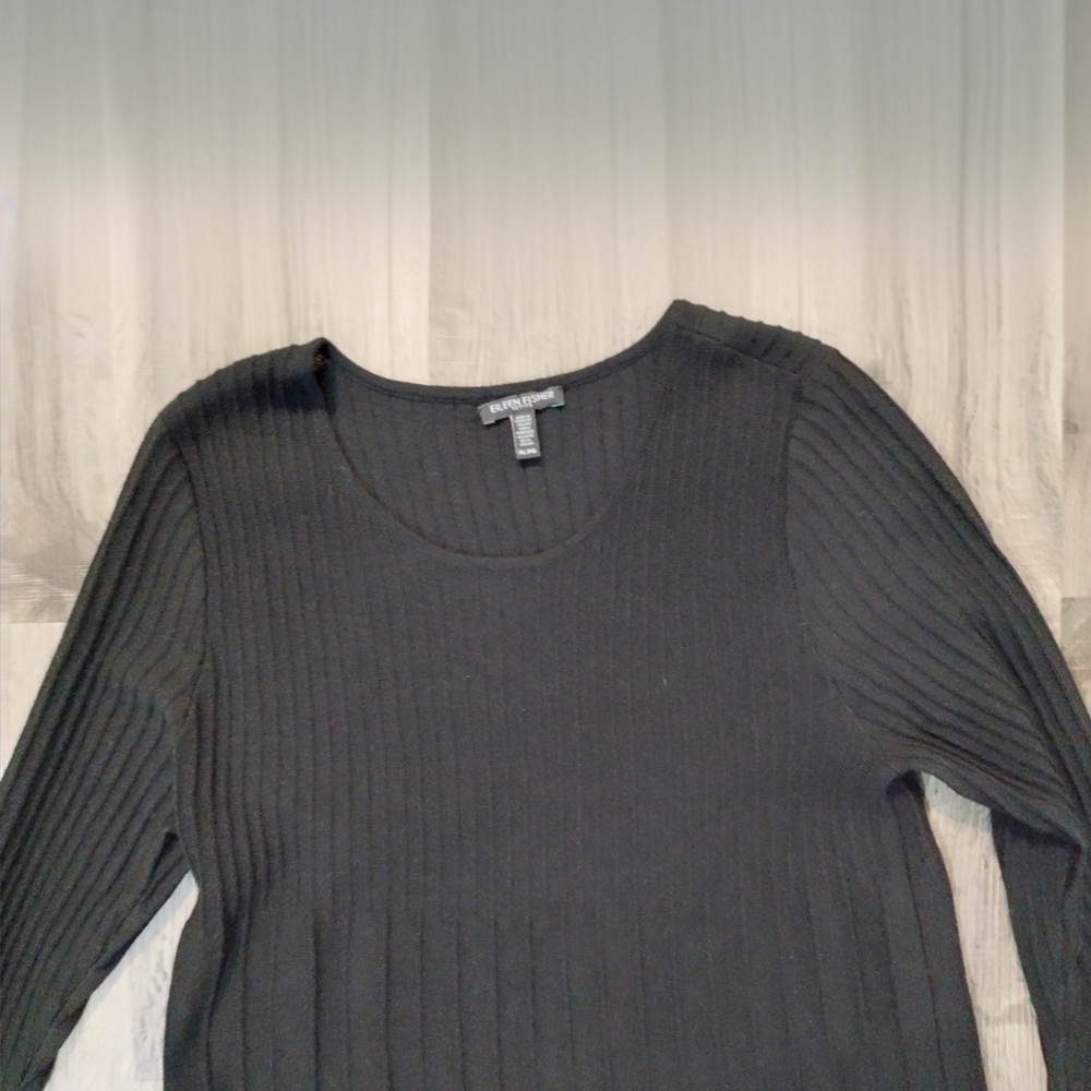 Eileen Fisher Italian Wool Ribbed Scoop Neck Dress - Picture 3 of 10